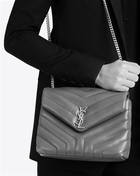 grey metallic chain ysl bag